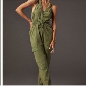 Daily practice by Anthropologie la playa del amor jumpsuit cargo pockets Green